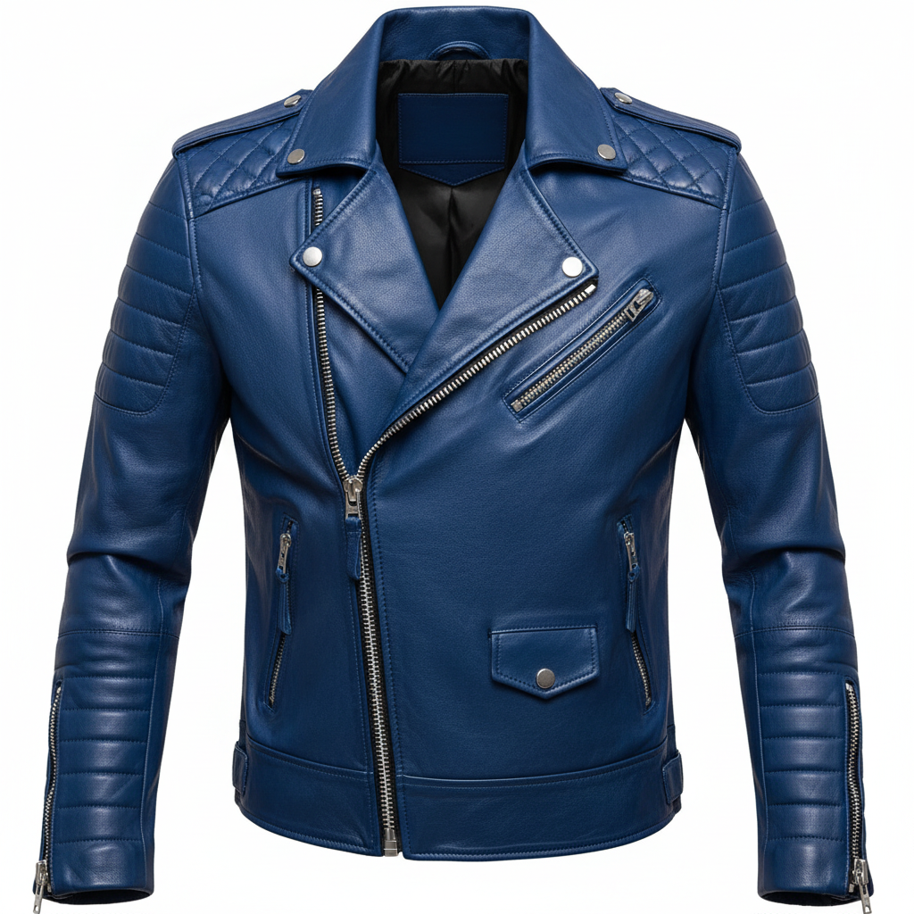 Noah | Men's Leather Jacket With Asymmetric Zip And Quilted Sleeves | Biker