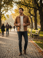 Noah | Men's Leather Jacket With Zip Closure And Side Zip Pocket | Casual