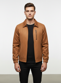 Noah | Men's Leather Jacket With Zip Closure And Side Zip Pocket | Casual