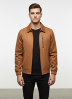 Noah | Men's Leather Jacket With Zip Closure And Side Zip Pocket | Casual