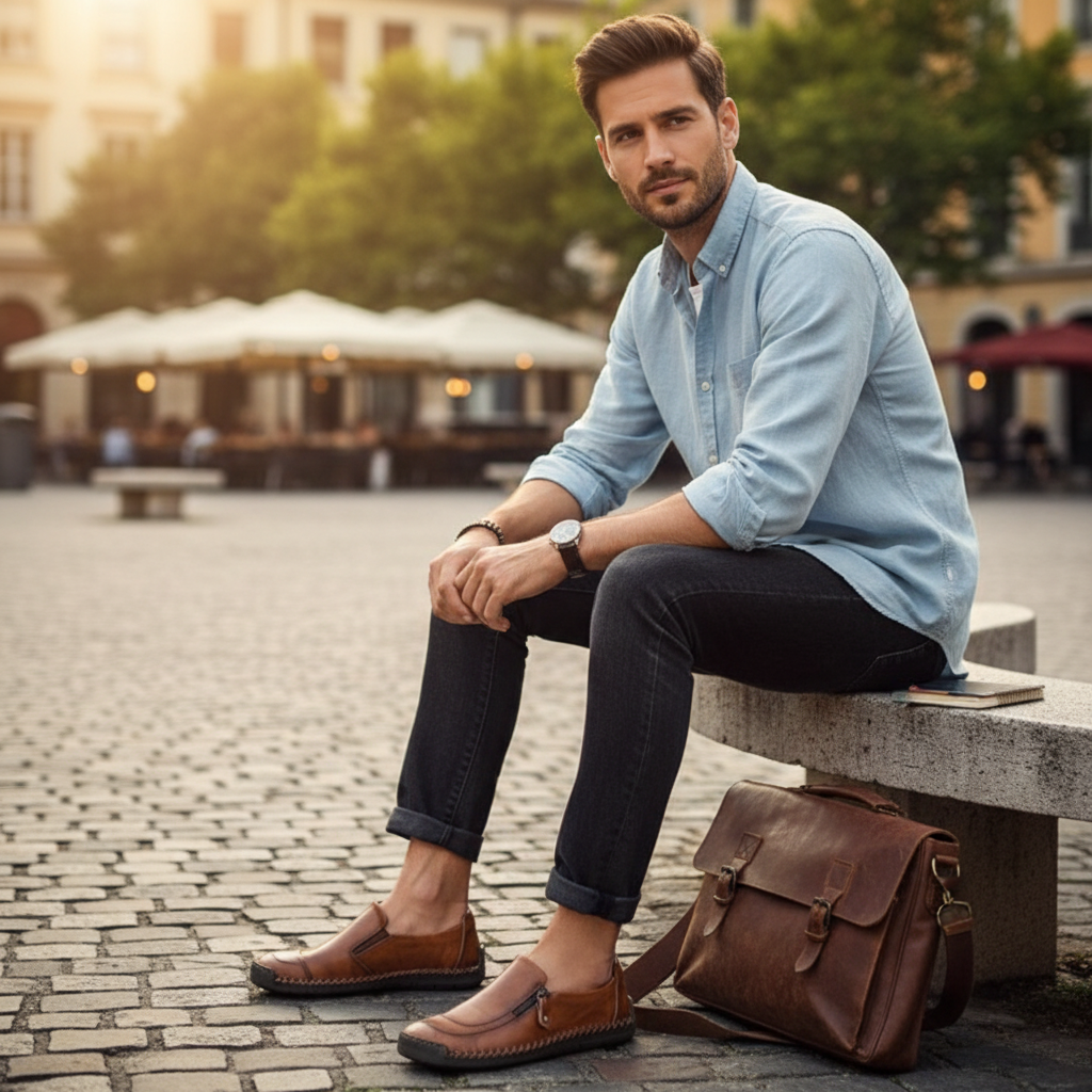 Noah | Men's Loafers With Zip Detail And Stitch Trim | Casual
