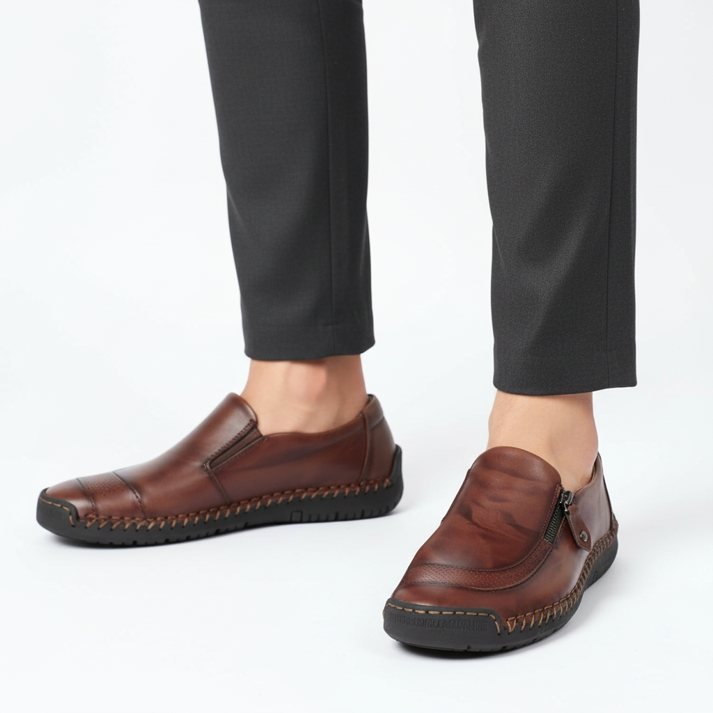 Noah | Men's Loafers With Zip Detail And Stitch Trim | Casual
