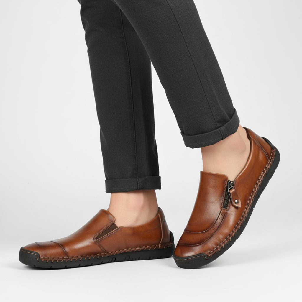 Noah | Men's Loafers With Zip Detail And Stitch Trim | Casual