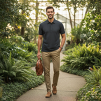 Noah | Men's Polo Shirt With Textured Design And Button Placket | Casual