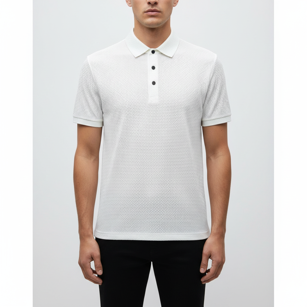 Noah | Men's Polo Shirt With Textured Design And Button Placket | Casual