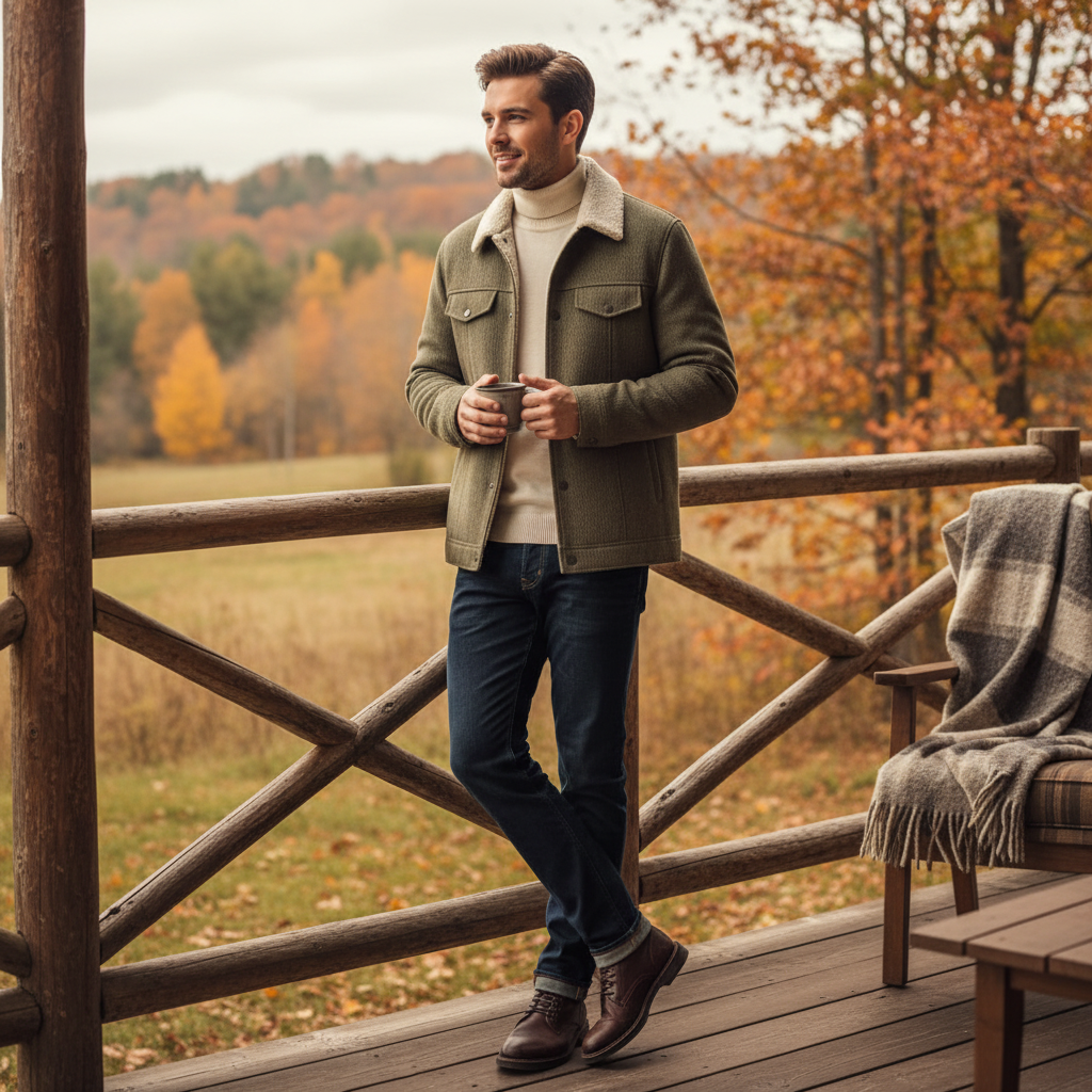 Noah | Men's Sherpa Jacket With Button Front And Chest Pockets | Casual