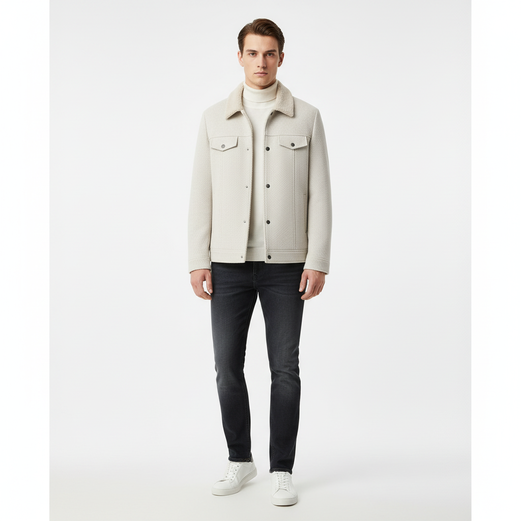 Noah | Men's Sherpa Jacket With Button Front And Chest Pockets | Casual