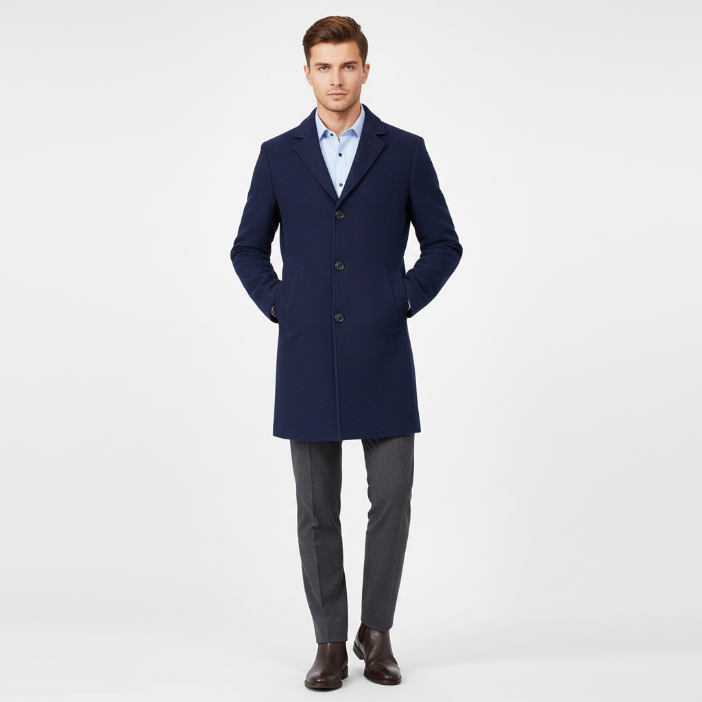 Noah | Men's Trench Coat With Notch Lapel And Button Closure | Smart