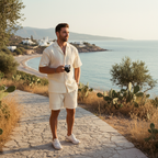 Noah | Men's Two Piece Set With Cuban Collar Shirt And Matching Shorts | Summer