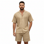 Noah | Men's Two Piece Set With Cuban Collar Shirt And Matching Shorts | Summer