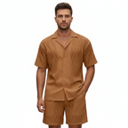 Noah | Men's Two Piece Set With Cuban Collar Shirt And Matching Shorts | Summer