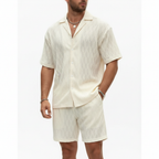 Noah | Men's Two Piece Set With Cuban Collar Shirt And Matching Shorts | Summer