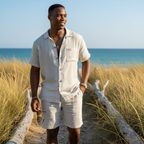 Noah | Men's Two Piece Set With Short Sleeve Shirt And Button Closure | Summer