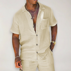 Noah | Men's Two Piece Set With Short Sleeve Shirt And Button Closure | Summer