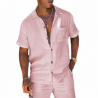 Noah | Men's Two Piece Set With Short Sleeve Shirt And Button Closure | Summer
