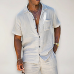 Noah | Men's Two Piece Set With Short Sleeve Shirt And Button Closure | Summer