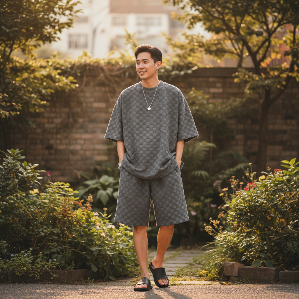 Noah | Men's Two Piece Set With Short Sleeves And Zip Collar