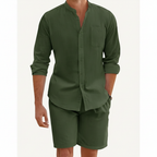 Noah | Men's Two-Piece Summer Set With Mandarin Collar And Button Front | Casual