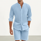Noah | Men's Two-Piece Summer Set With Mandarin Collar And Button Front | Casual