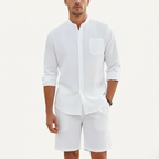 Noah | Men's Two-Piece Summer Set With Mandarin Collar And Button Front | Casual