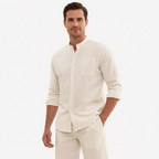 Noah | Men's Two-Piece Summer Set With Mandarin Collar And Button Front | Casual