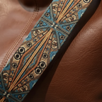 Olivia | Women's Beach Bag With Patterned Strap And Gold Hardware | Bohemian