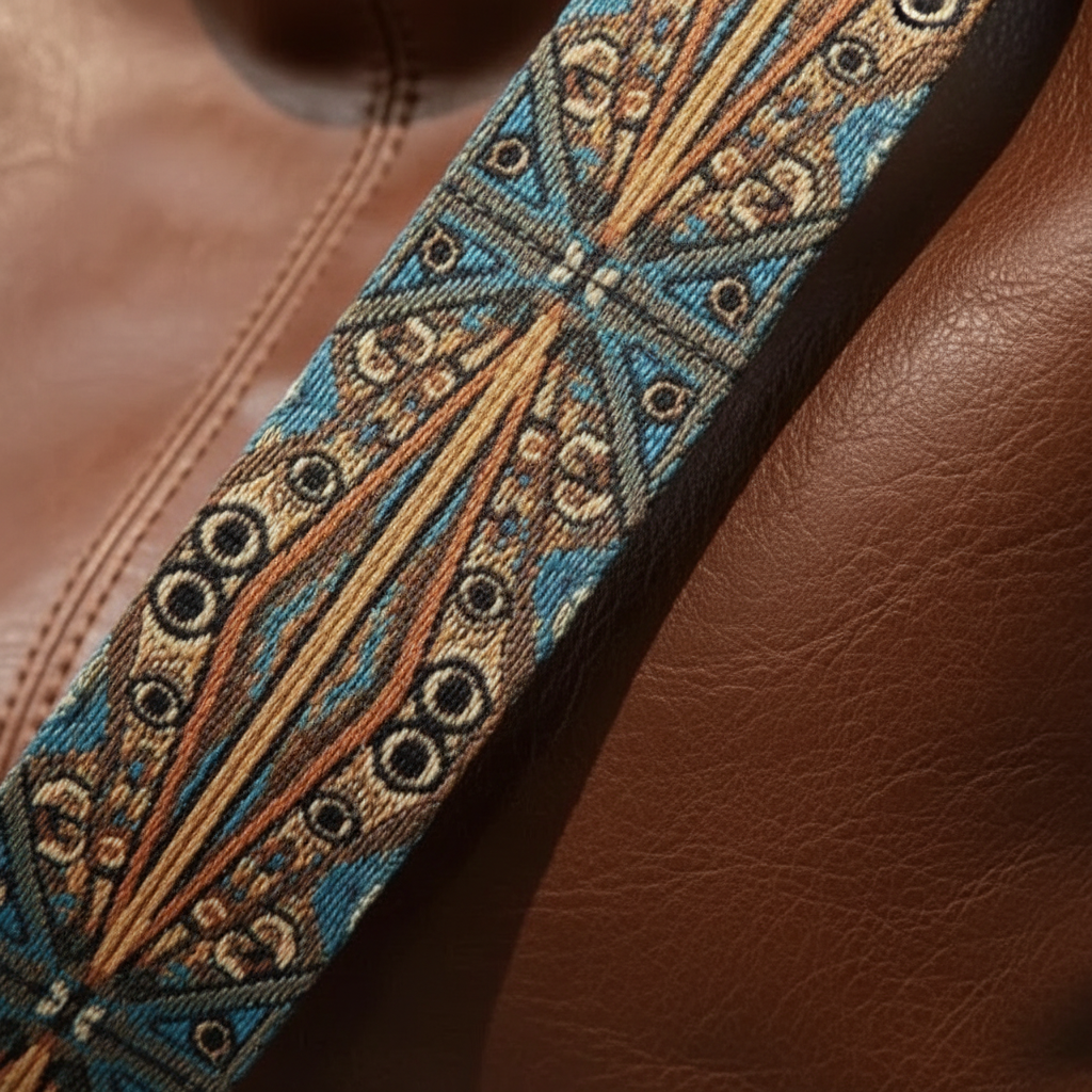 Olivia | Women's Beach Bag With Patterned Strap And Gold Hardware | Bohemian