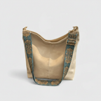 Olivia | Women's Beach Bag With Patterned Strap And Gold Hardware | Bohemian