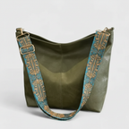 Olivia | Women's Beach Bag With Patterned Strap And Gold Hardware | Bohemian