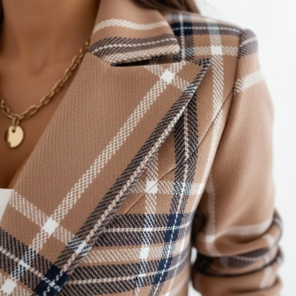 Olivia | Women's Blazer With Notch Lapel And Plaid Pattern | Smart Casual