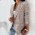 Olivia | Women's Blazer With Notch Lapel And Plaid Pattern | Smart Casual