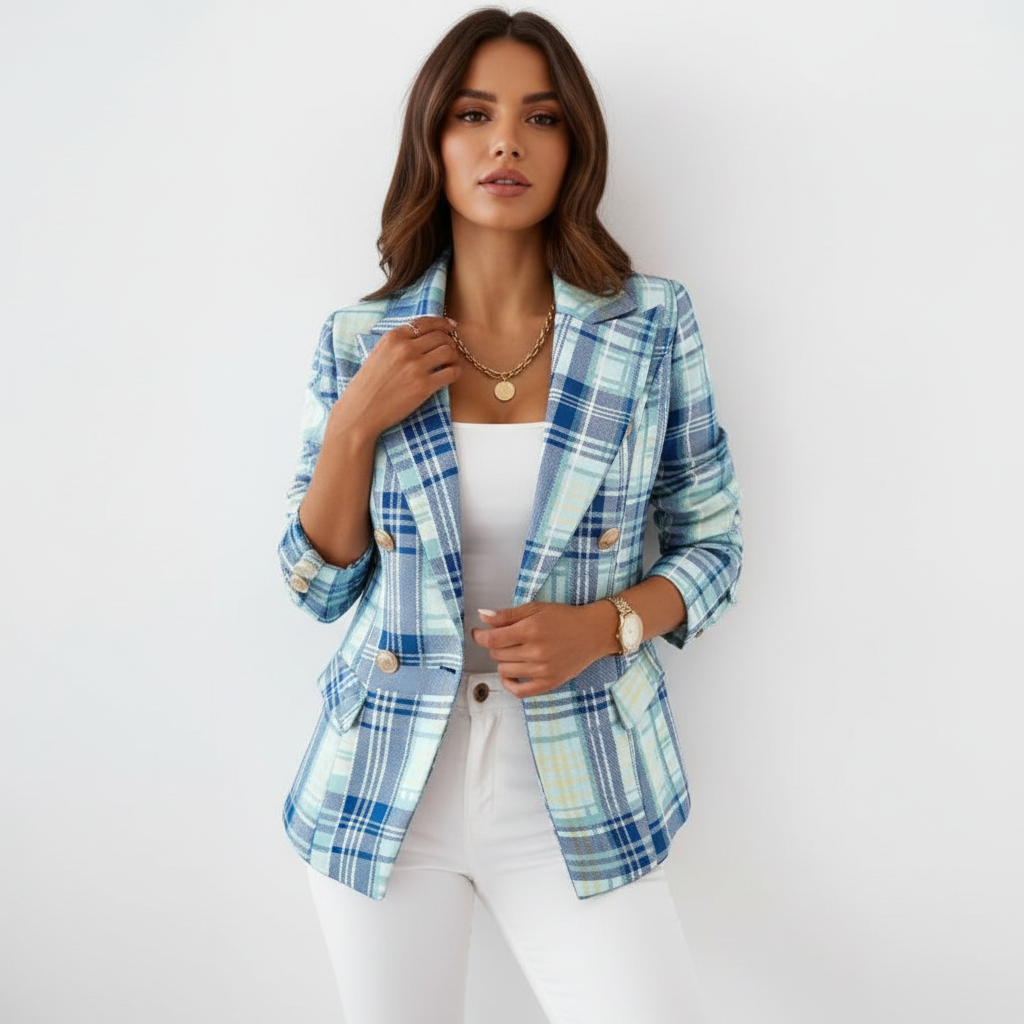 Olivia | Women's Blazer With Notch Lapel And Plaid Pattern | Smart Casual