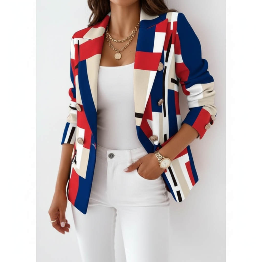 Olivia | Women's Blazer With Notch Lapel And Plaid Pattern | Smart Casual