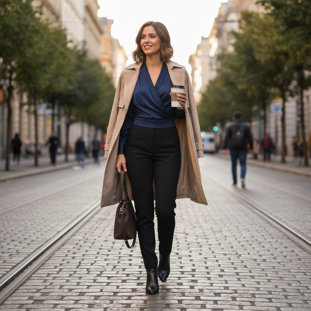 Olivia | Women's Blouse With Draped Front And Long Sleeves | Elegant