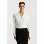 Olivia | Women's Blouse With Draped Front And Long Sleeves | Elegant