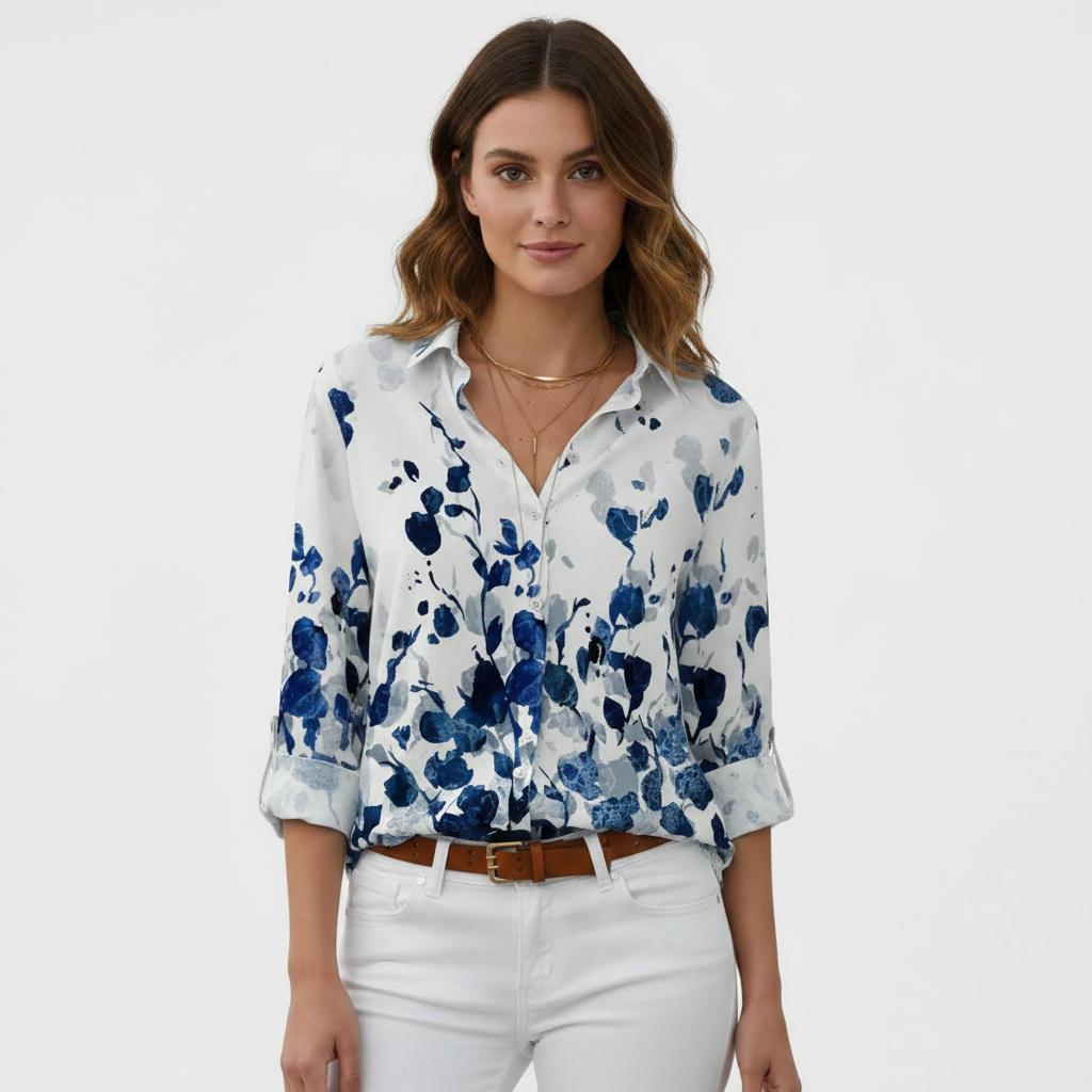 Olivia | Women's Blouse With Floral Print And Button Closure | Casual