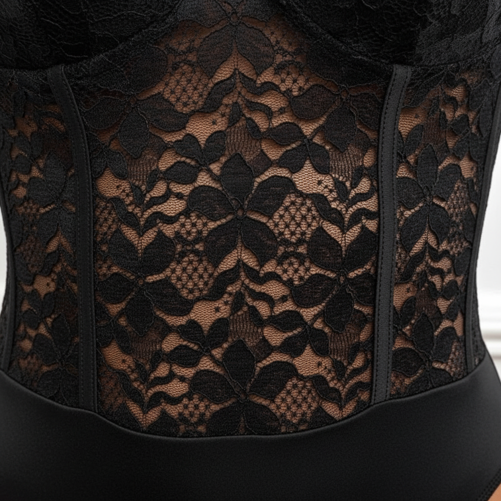 Olivia | Women's Bodysuit With Sweetheart Neckline And Lace Texture | Elegant