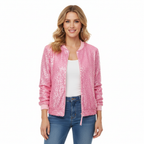 Olivia | Women's Bomber Jacket With Sequin Texture And Zip Closure | Glamorous