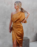 Olivia | Women's Cocktail Dress With One-Shoulder Neckline And Draped Waist | Elegant