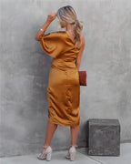 Olivia | Women's Cocktail Dress With One-Shoulder Neckline And Draped Waist | Elegant