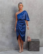 Olivia | Women's Cocktail Dress With One-Shoulder Neckline And Draped Waist | Elegant