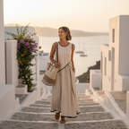 Olivia | Women's Draped Maxi Dress With Round Neck And Sleeveless Design | Elegant