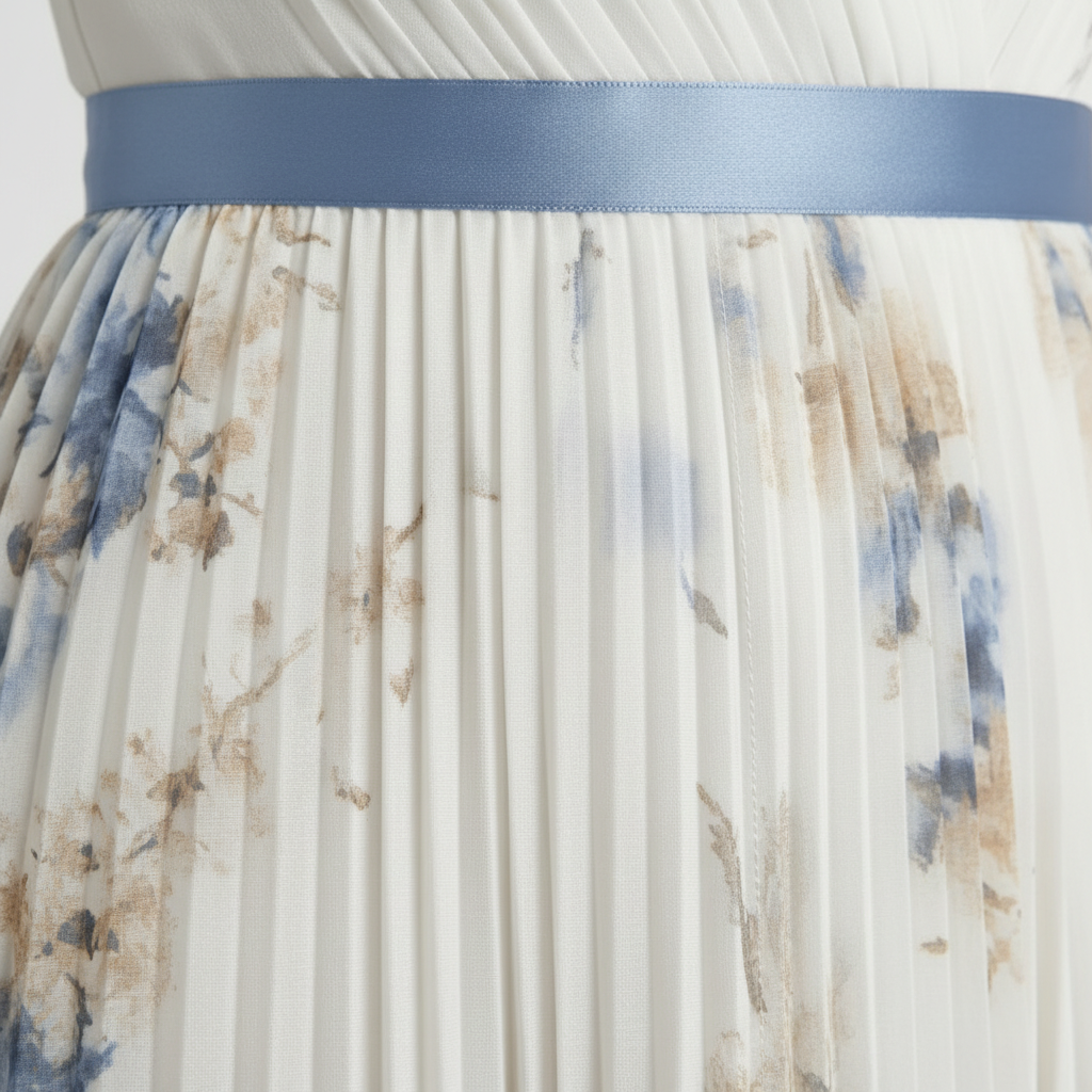 Olivia | Women's Floral Maxi Dress With Pleated Design And V-Neck | Elegant