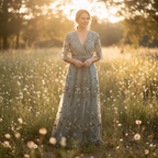 Olivia | Women's Floral Maxi Dress With V-Neck And Pleated Skirt | Elegant