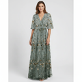 Olivia | Women's Floral Maxi Dress With V-Neck And Pleated Skirt | Elegant