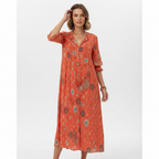 Olivia | Women's Floral Maxi Dress With V-Neck And Short Sleeves | Elegant