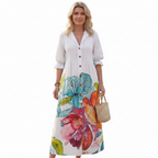 Olivia | Women's Floral Maxi Dress With V-Neck And Short Sleeves | Elegant