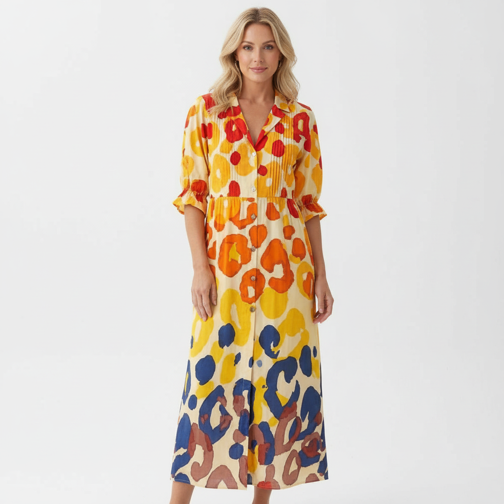 Olivia | Women's Floral Maxi Dress With V-Neck And Short Sleeves | Elegant
