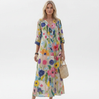 Olivia | Women's Floral Maxi Dress With V-Neck And Short Sleeves | Elegant