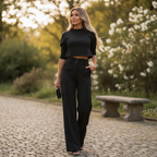 Olivia | Women's Formal Suit With High Neck And Pleated Trousers | Chic